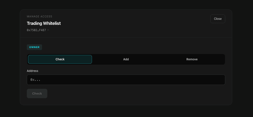 Whitelist manage modal