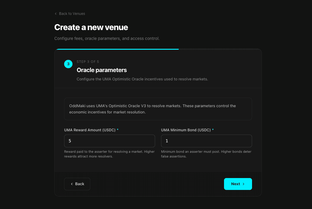 Step 3 — UMA oracle defaults